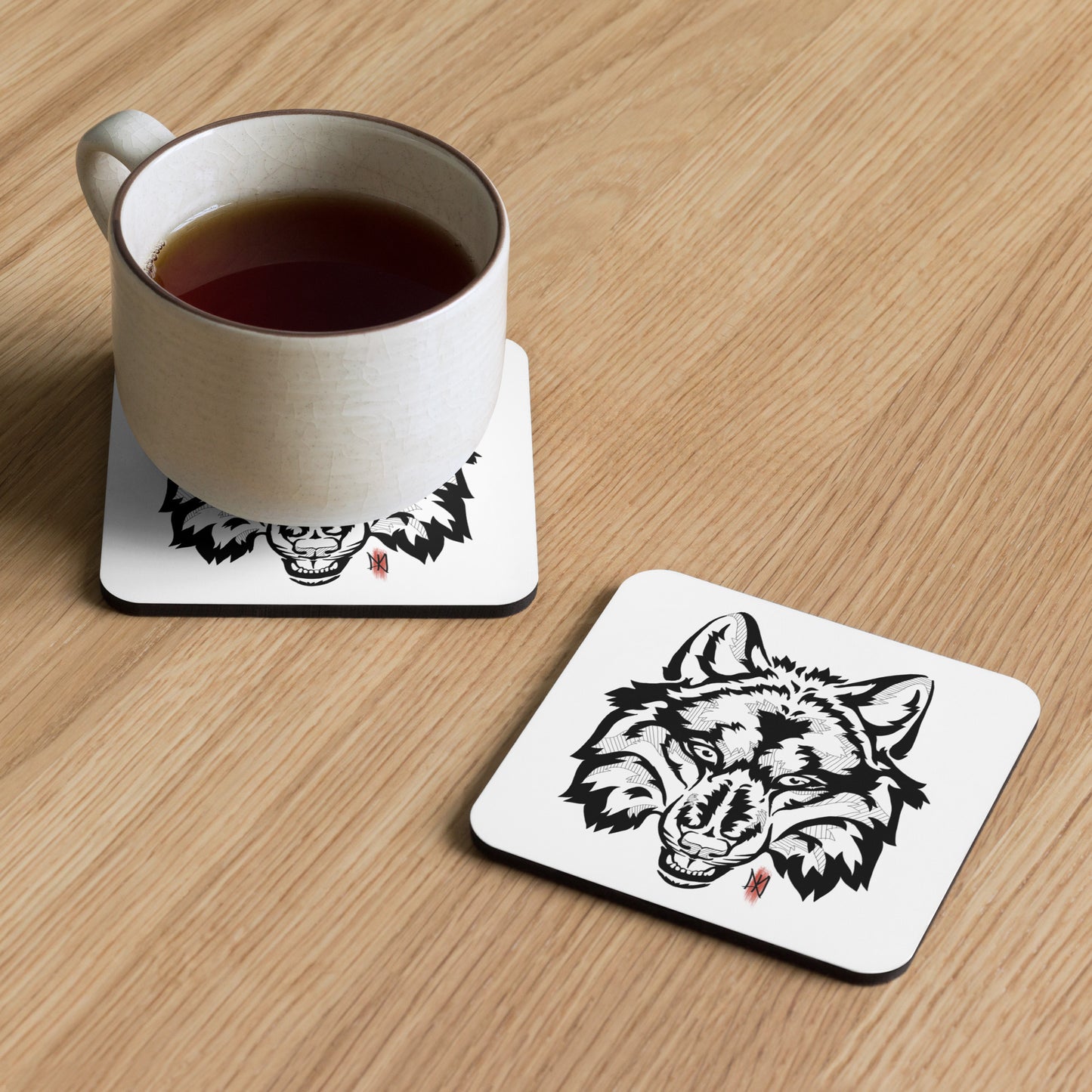 Cork-back coaster - Wolf