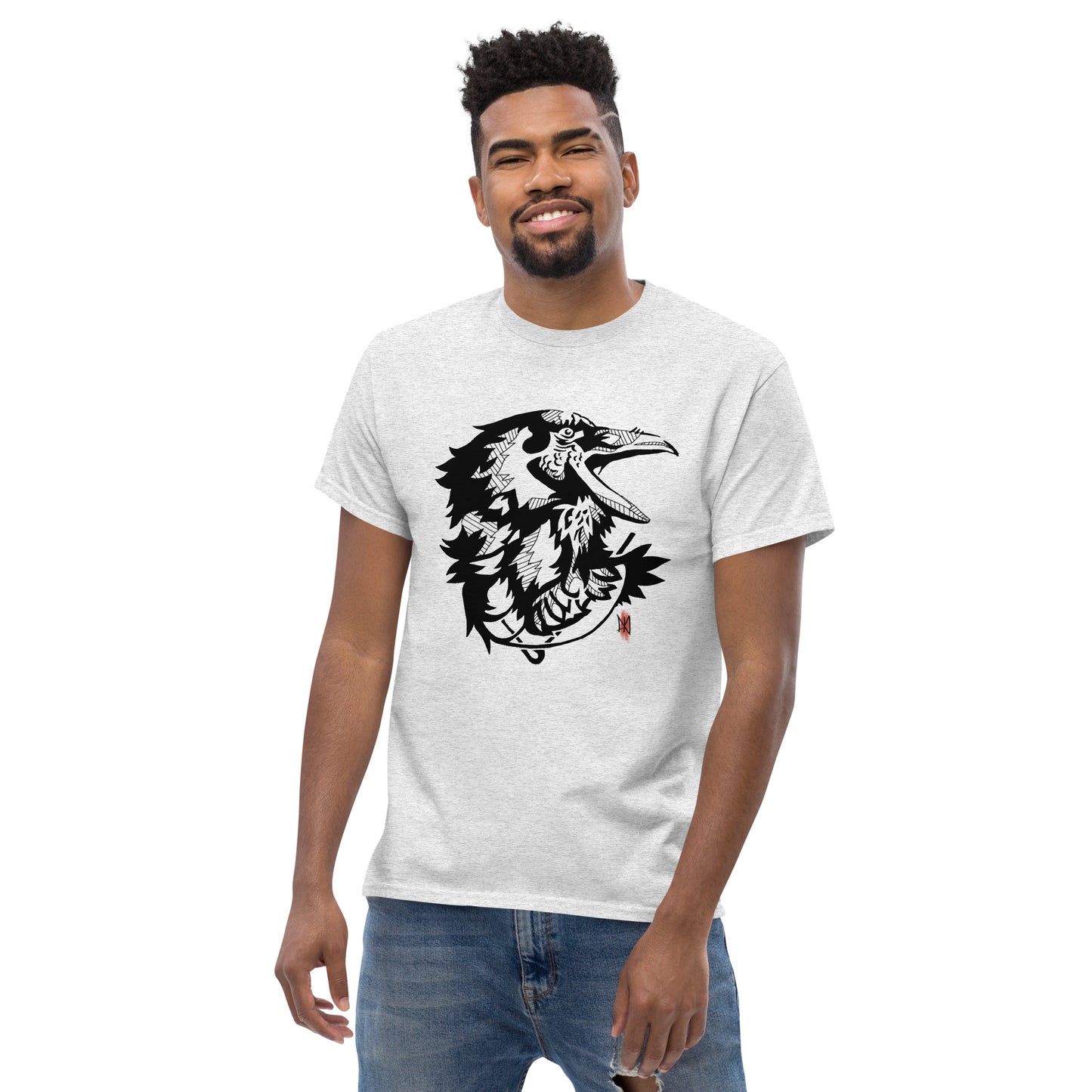 T-Shirt with Animalistic Raven Design