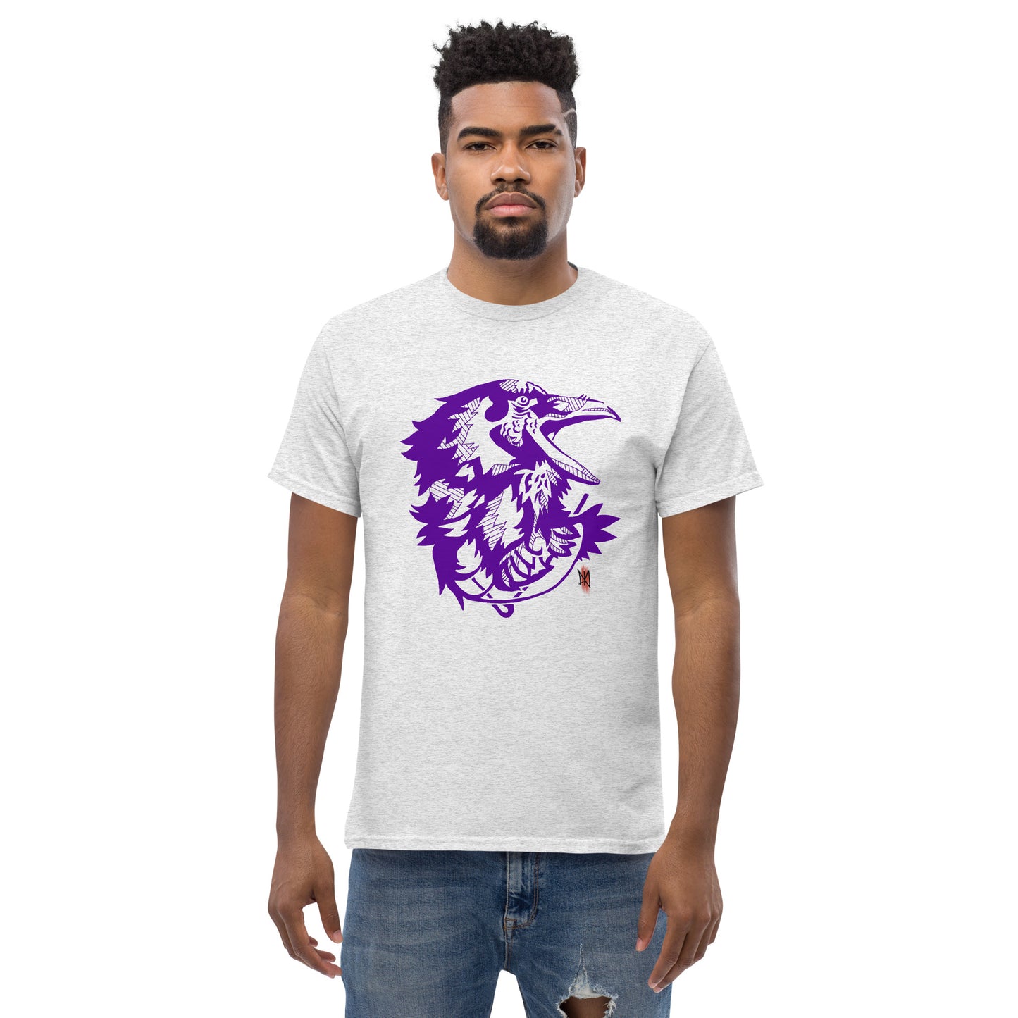 T-Shirt with Animalistic Raven Design