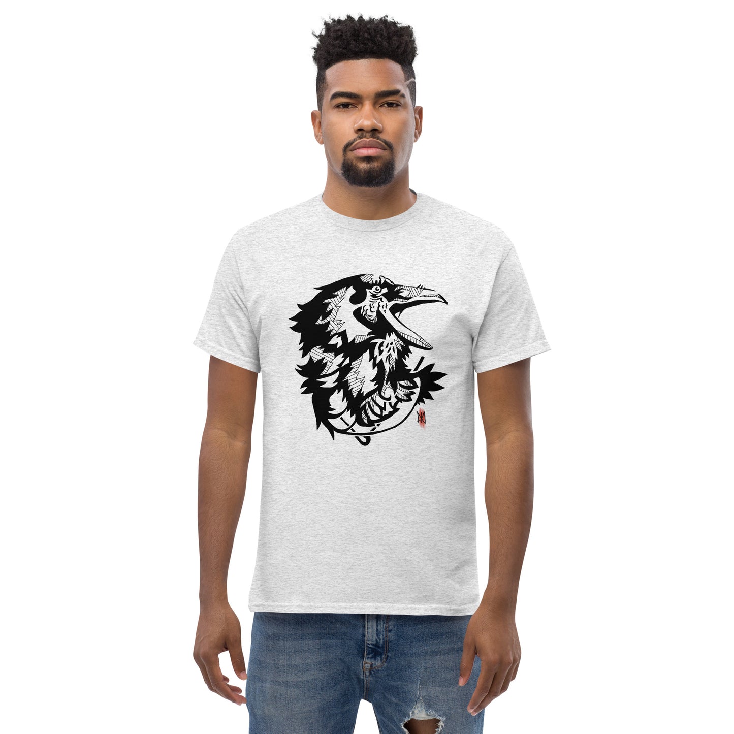 T-Shirt with Animalistic Raven Design