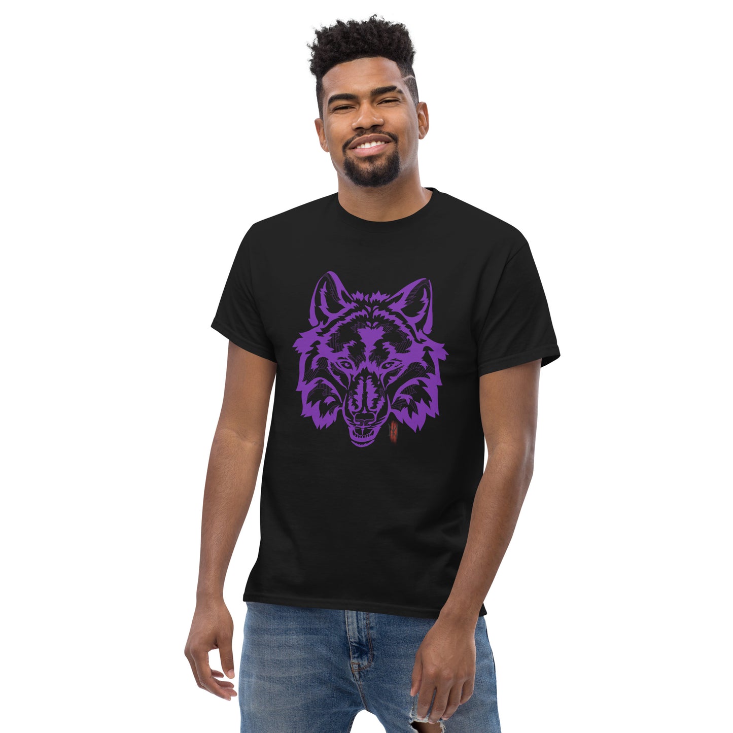 T-Shirt with Animalistic Wolf Design