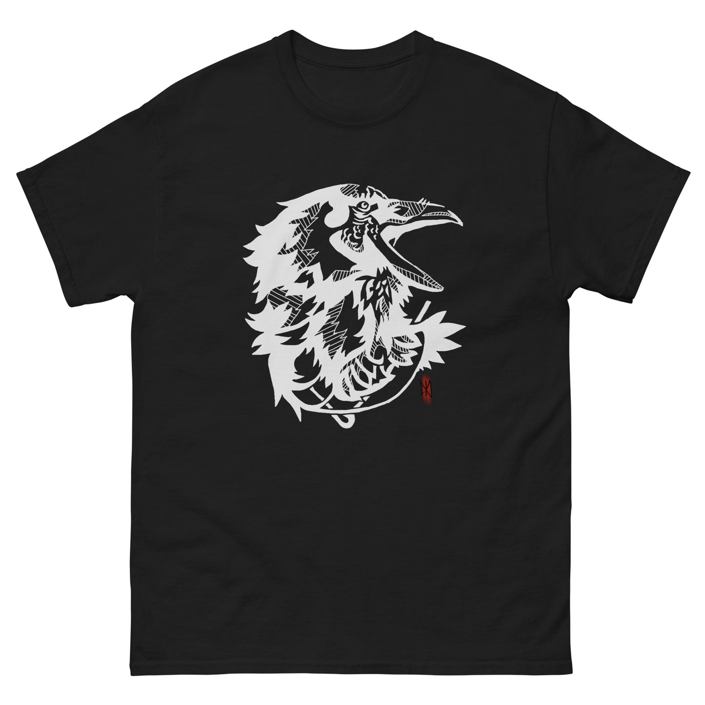 T-Shirt with Animalistic Raven Design