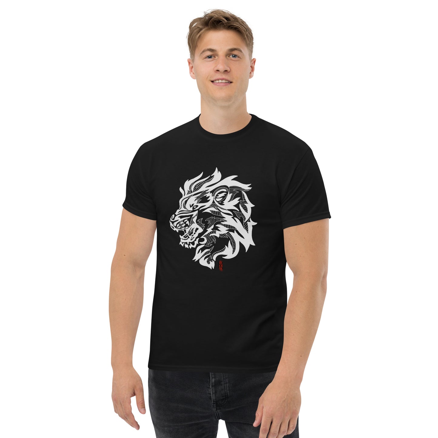 T-Shirt with Animalistic Lion Design