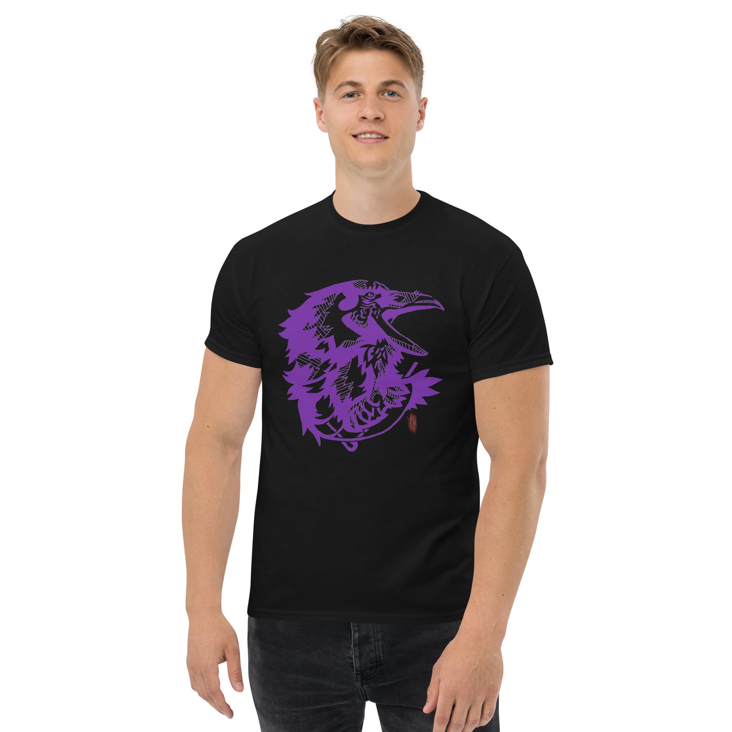 T-Shirt with Animalistic Raven Design