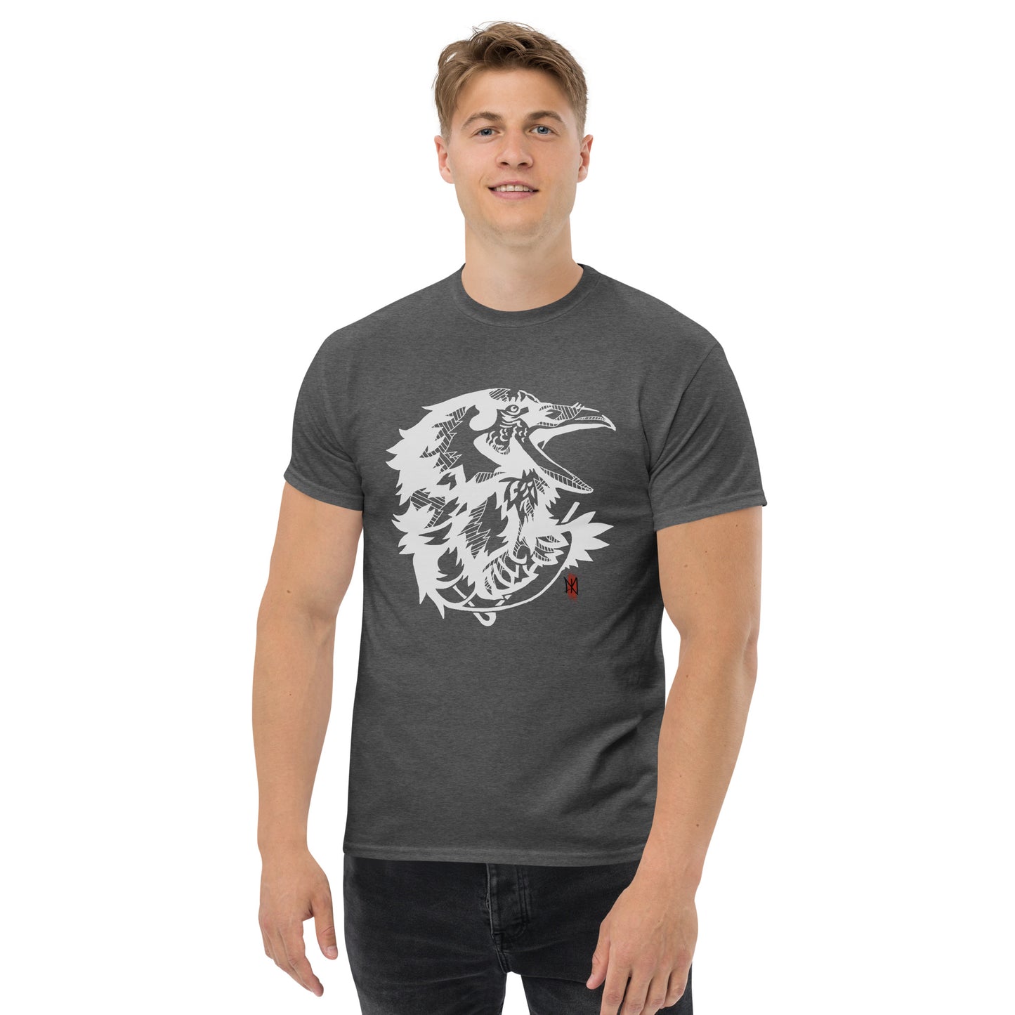 T-Shirt with Animalistic Raven Design