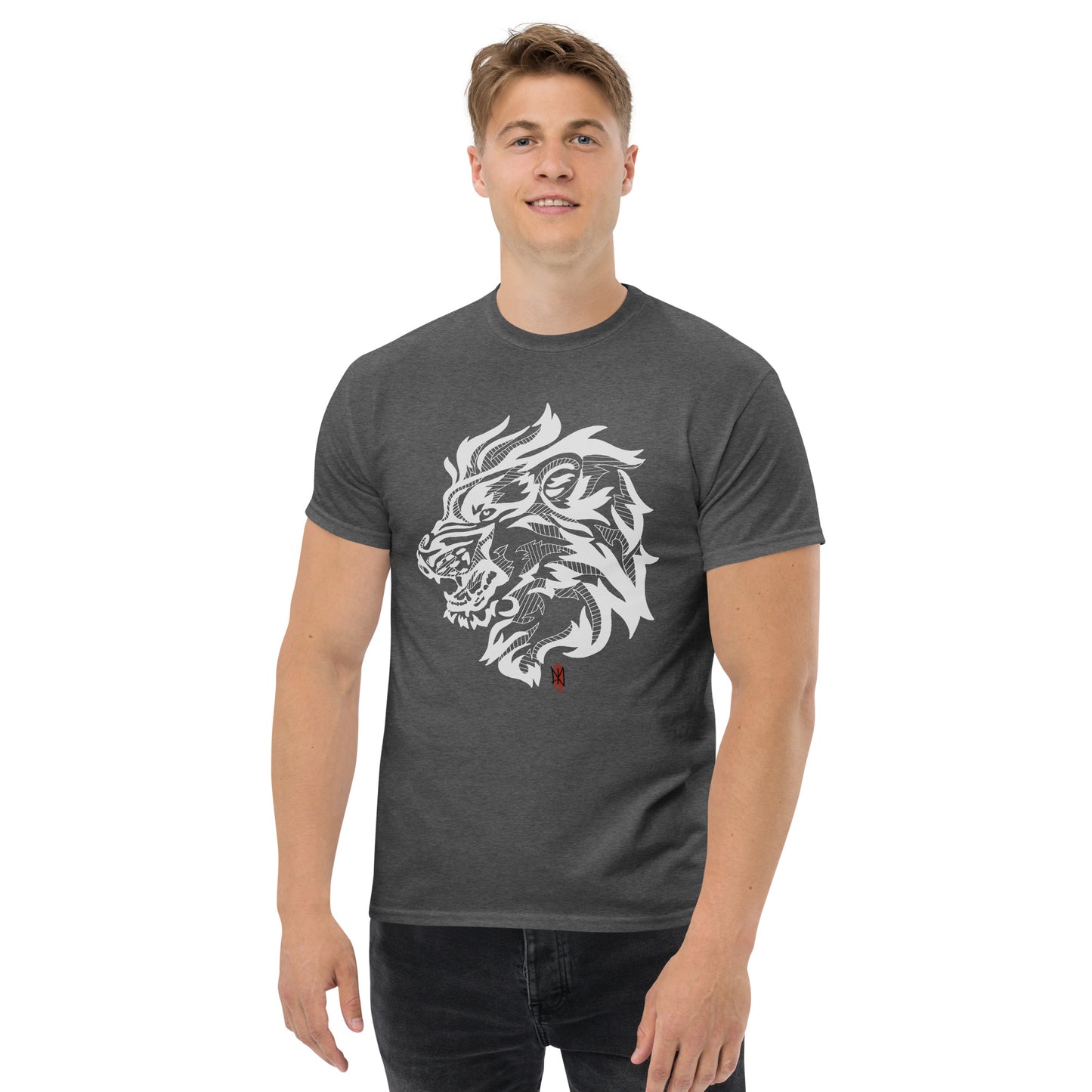 T-Shirt with Animalistic Lion Design