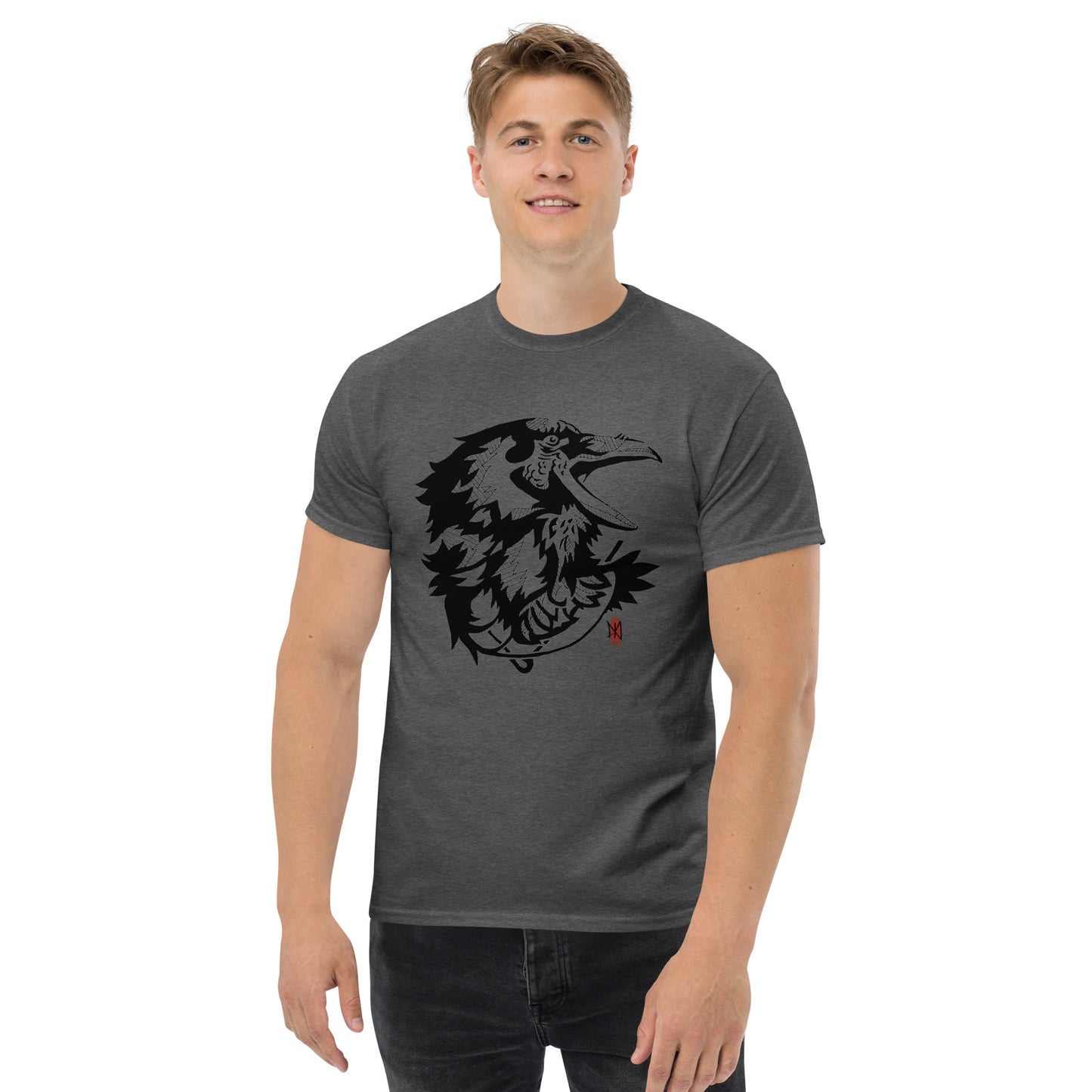 T-Shirt with Animalistic Raven Design