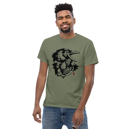 T-Shirt with Animalistic Raven Design