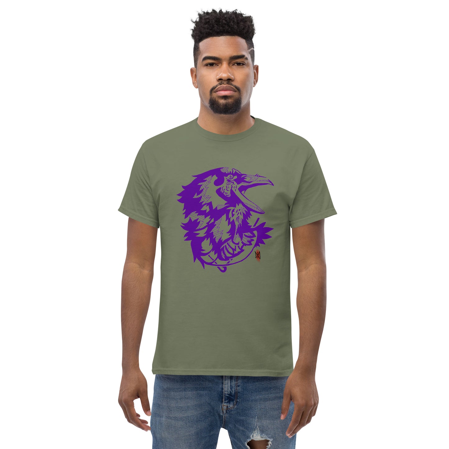 T-Shirt with Animalistic Raven Design