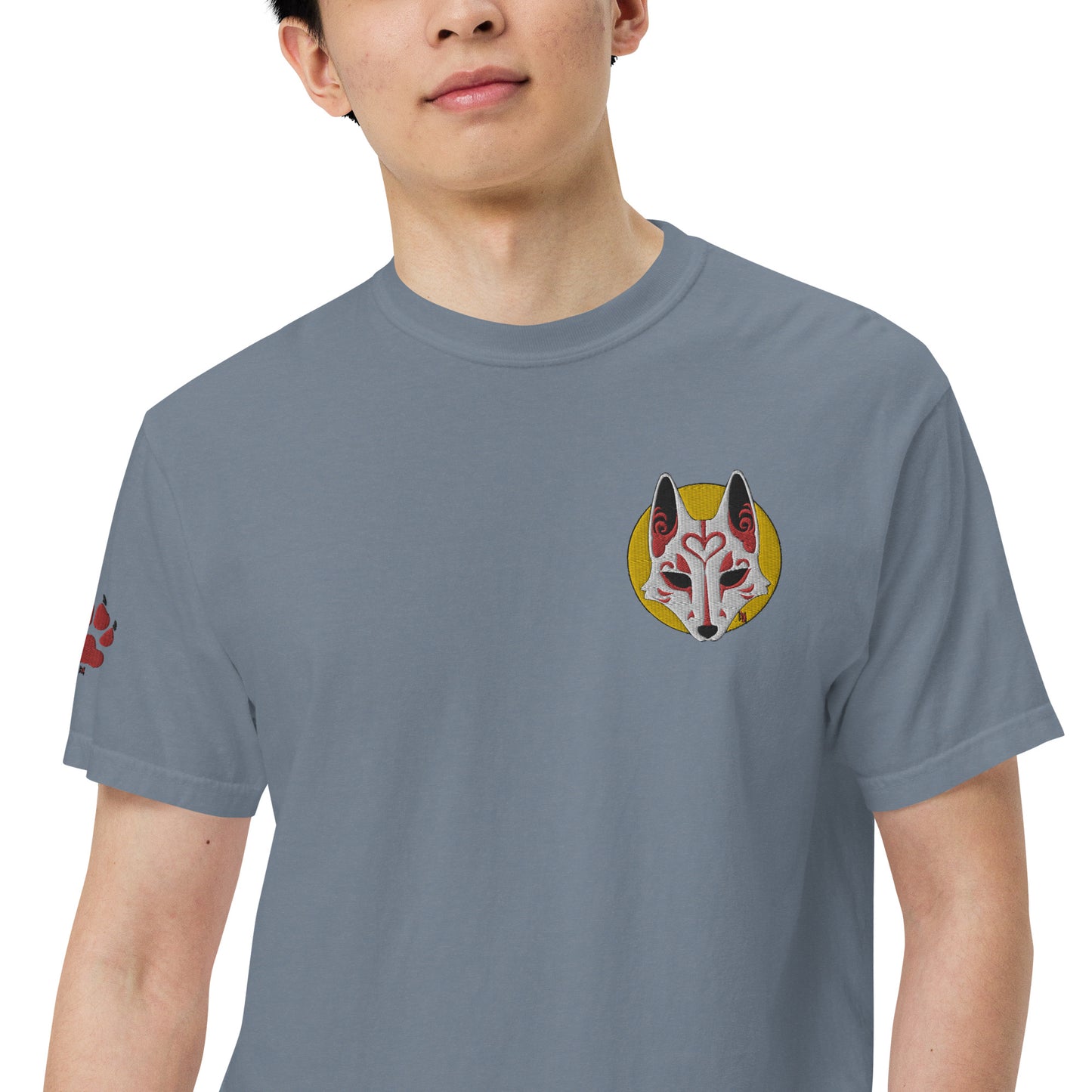 Premium T-Shirt - 'Embroidered' Image of a Fox & Moon