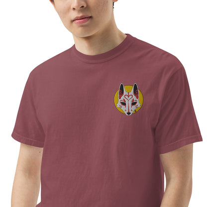 Premium T-Shirt - 'Embroidered' Image of a Fox & Moon