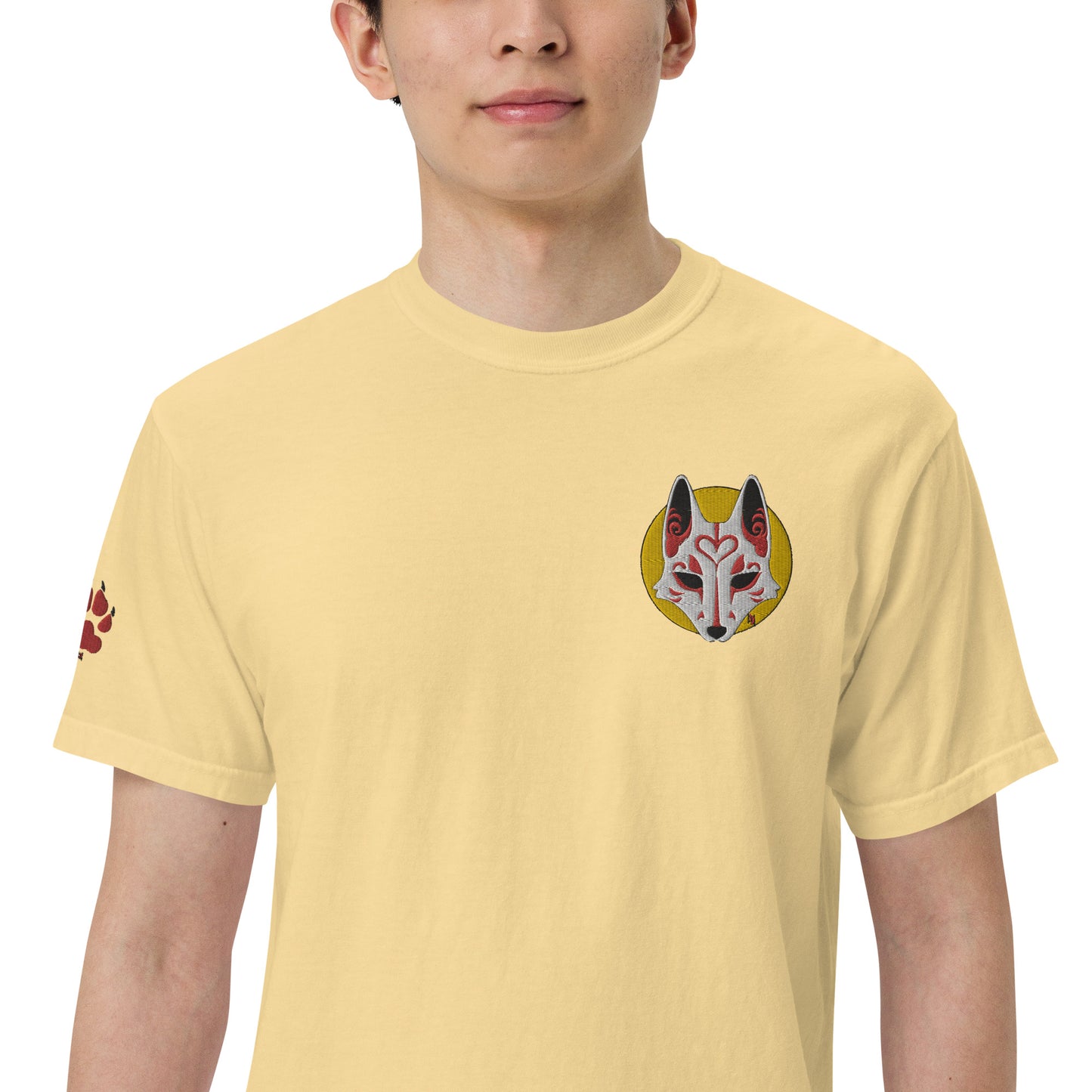 Premium T-Shirt - 'Embroidered' Image of a Fox & Moon