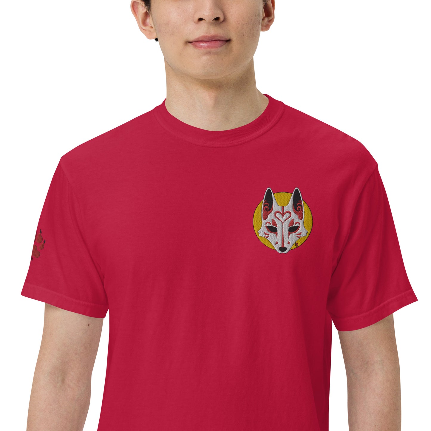 Premium T-Shirt - 'Embroidered' Image of a Fox & Moon