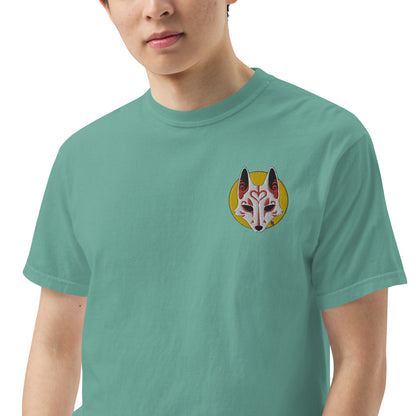 Premium T-Shirt - 'Embroidered' Image of a Fox & Moon