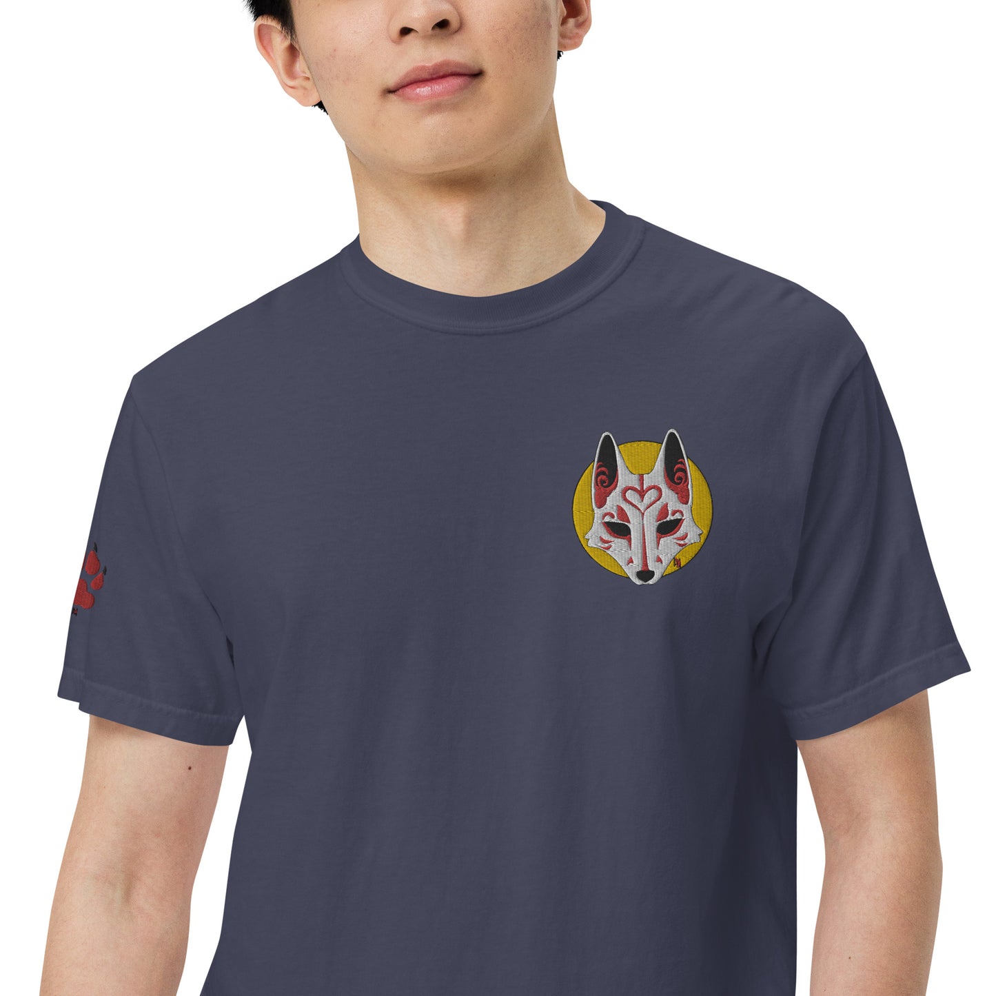 Premium T-Shirt - 'Embroidered' Image of a Fox & Moon