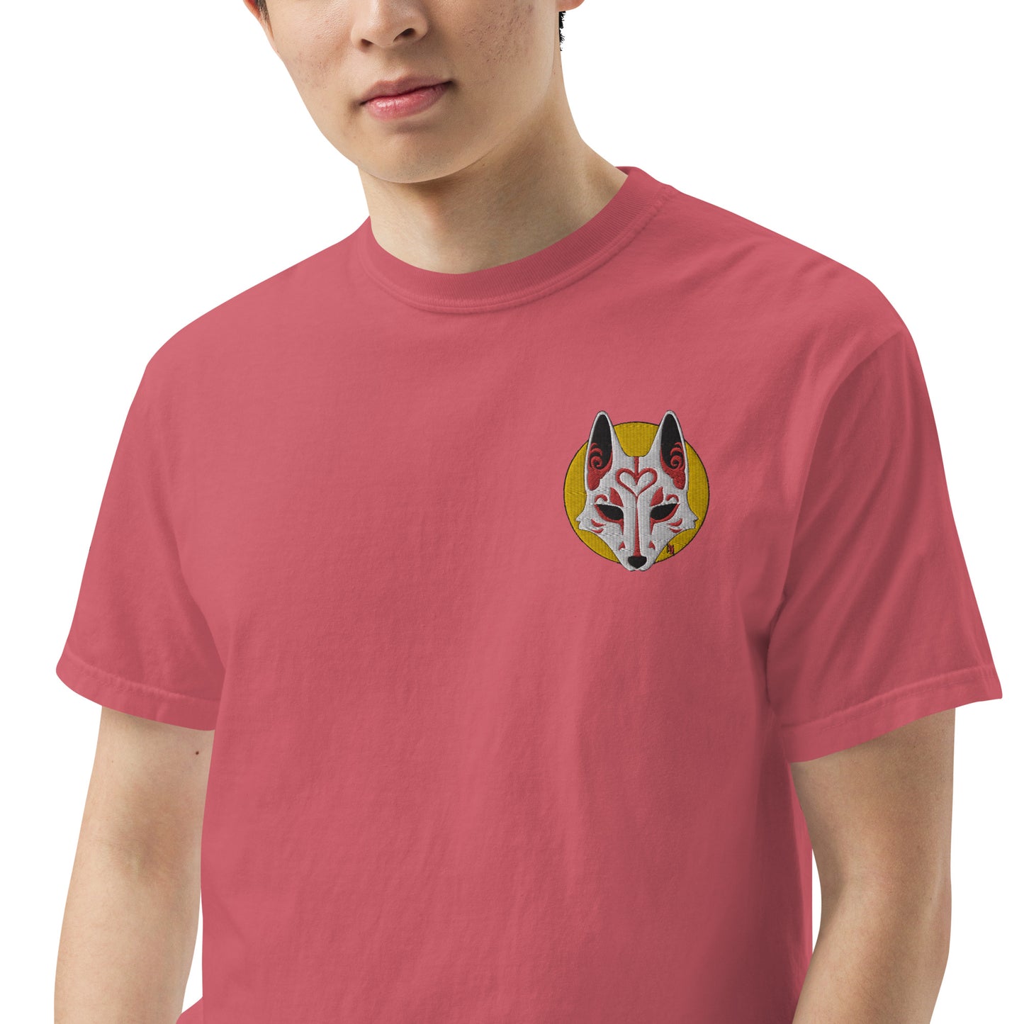 Premium T-Shirt - 'Embroidered' Image of a Fox & Moon