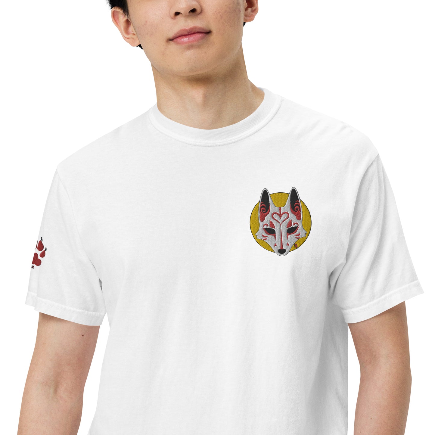 Premium T-Shirt - 'Embroidered' Image of a Fox & Moon