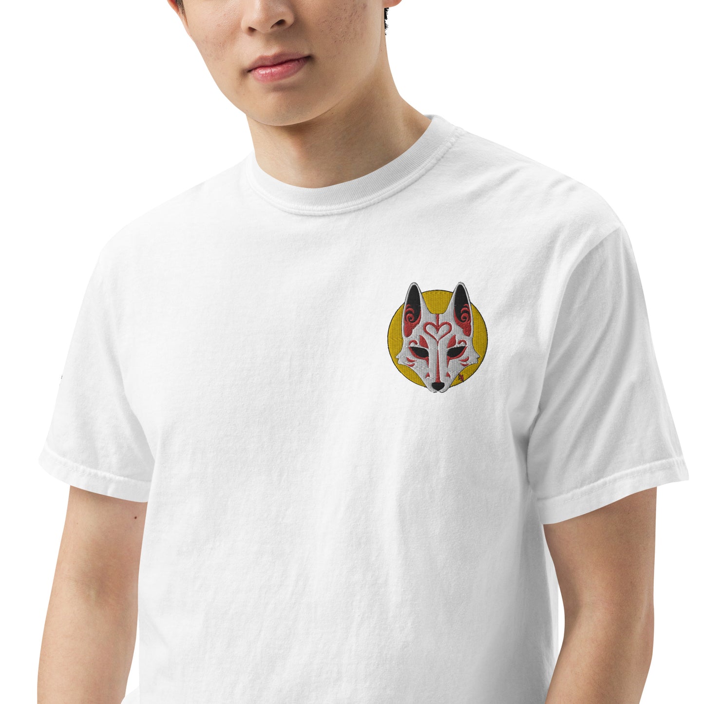 Premium T-Shirt - 'Embroidered' Image of a Fox & Moon