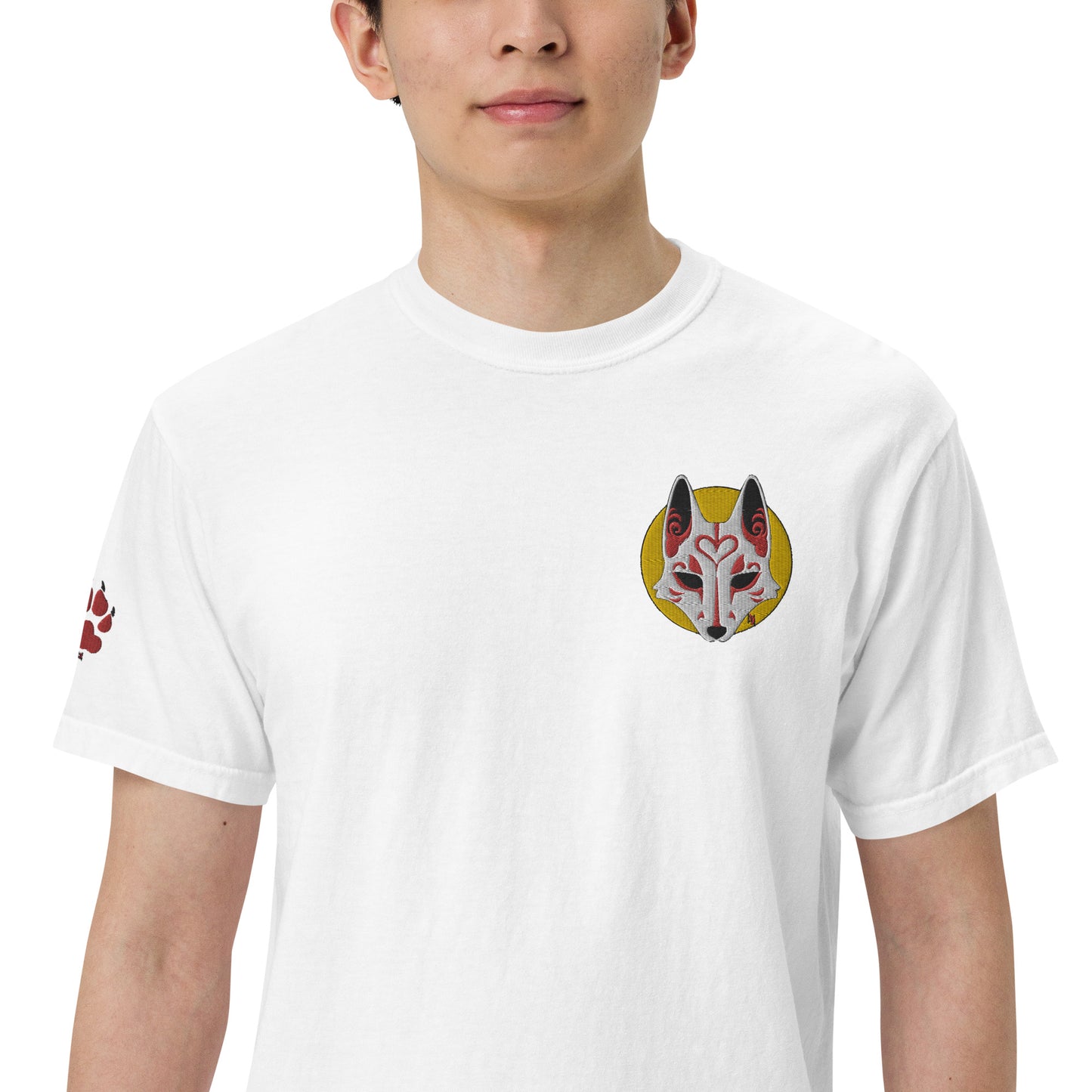 Premium T-Shirt - 'Embroidered' Image of a Fox & Moon